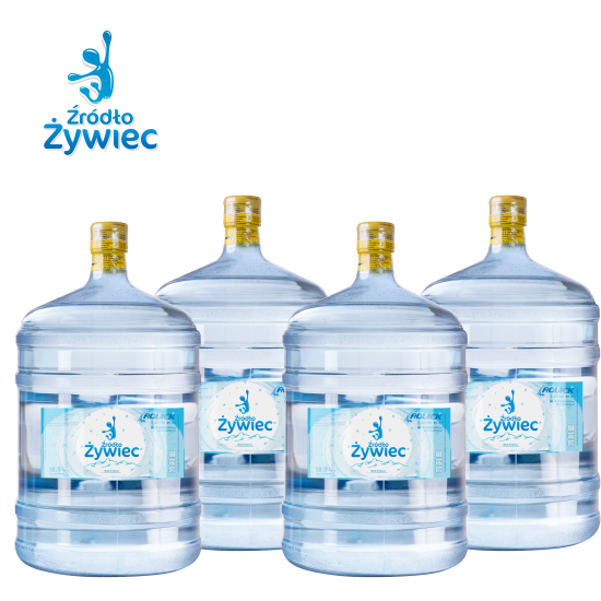Pakiet wody źródlanej Źródło Żywiec STANDARD 4 zawiera 4 butle po 18,9l