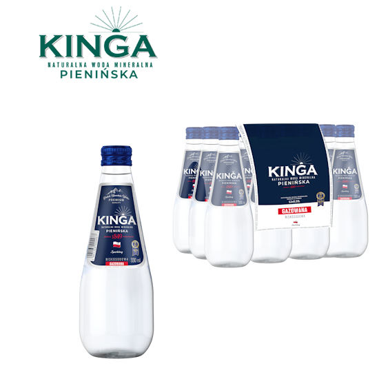 Woda KINGA PIENIŃSKA 0,33l gazowana szkło białe zgrzewka 12 but.
