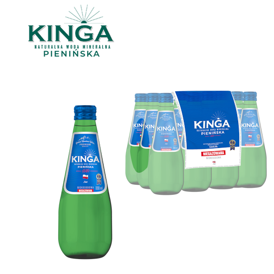 Woda KINGA PIENIŃSKA 0,33l niegazowana szkło zielone zgrzewka 12 but.