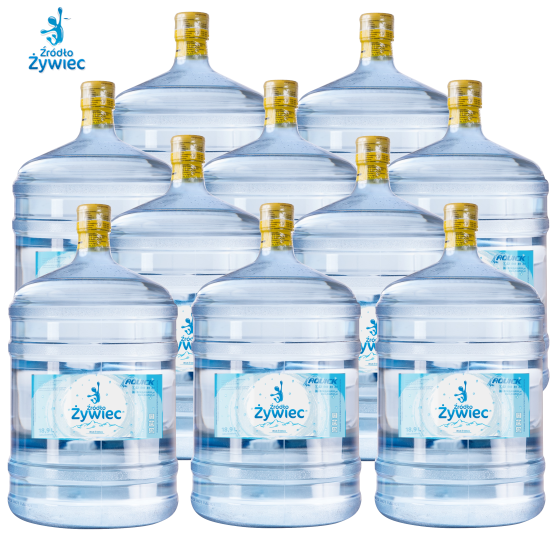 Pakiet wody źródlanej Źródło Żywiec STANDARD 10 zawiera 10 butli po 18,9l