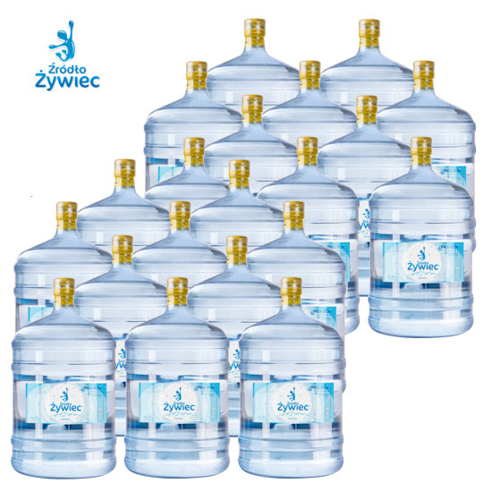 Pakiet wody źródlanej Źródło Żywiec STANDARD 20 zawiera 20 butli po 18,9l