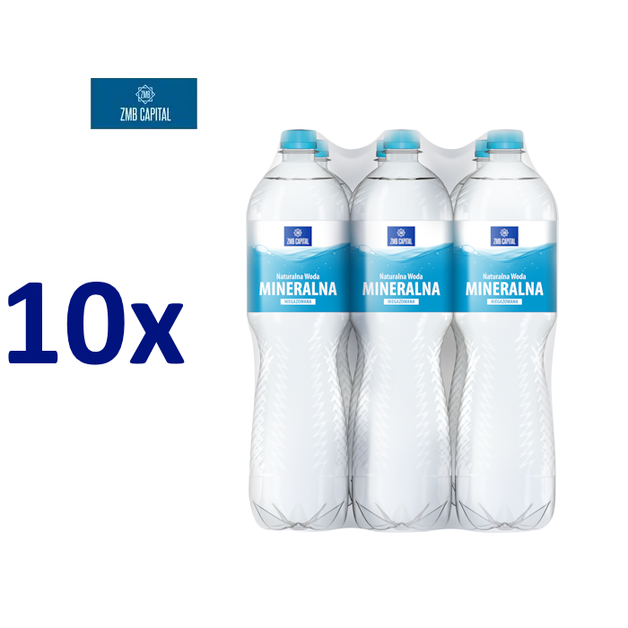 Pakiet 10 zgrzewek Naturalna woda mineralna ZMB 1,5l niegazowana bez kaucji