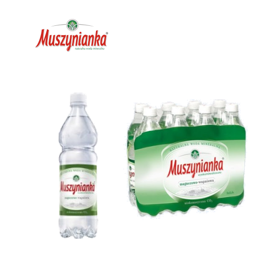 Woda MUSZYNIANKA 0,6l niskonasycona zgrzewka 8but. + kaucja