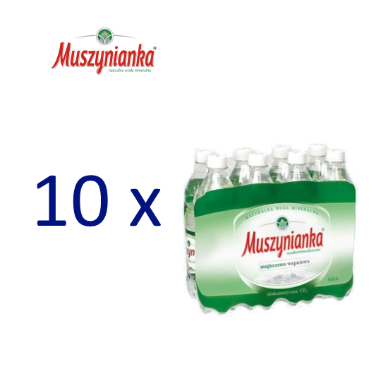 Pakiet 10 zgrzewek Woda MUSZYNIANKA 0,6l niskonasycona + kaucja