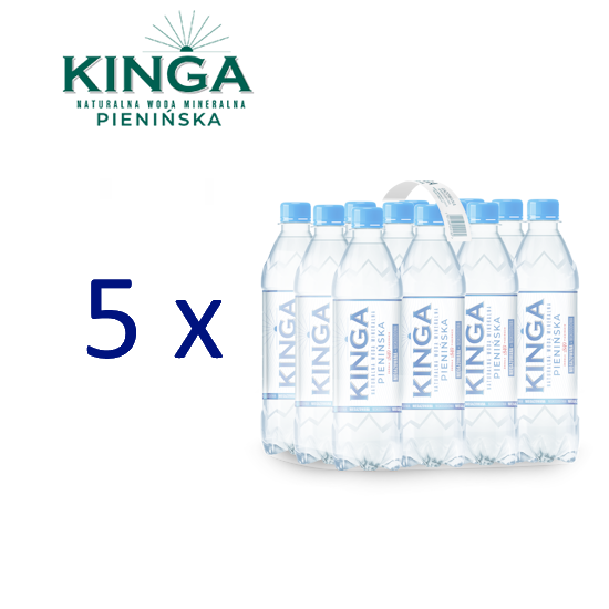 Pakiet 5 zgrzewek Woda KINGA PIENIŃSKA 0,5l niegazowana + kaucja