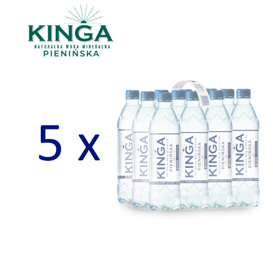 Pakiet 5 zgrzewek Woda KINGA PIENIŃSKA 0,5l gazowana + kaucja