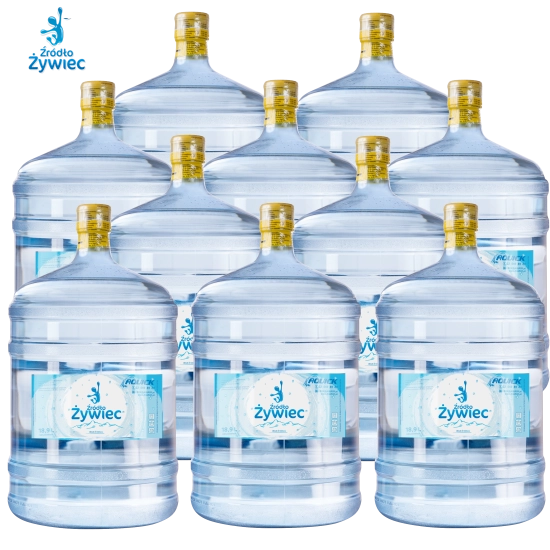 Pakiet wody źródlanej Źródło Żywiec STANDARD 10 zawiera 10 butli po 18,9l