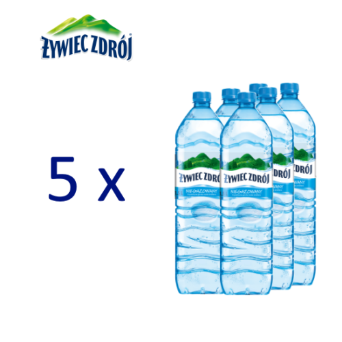 Pakiet 5 zgrzewek Woda ŻYWIEC ZDRÓJ 1,5l niegazowana zgrzewka 6 but. + kaucja.png