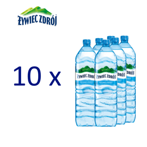 Pakiet 10 zgrzewek Woda ŻYWIEC ZDRÓJ 1,5l niegazowana zgrzewka 6 but. + kaucja.png