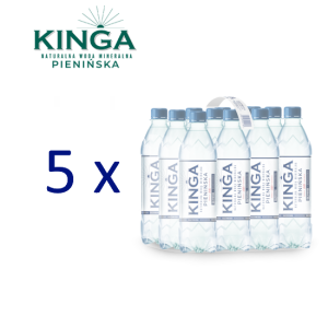 Pakiet 5 zgrzewek Woda KINGA PIENIŃSKA 0,5l gazowana + kaucja