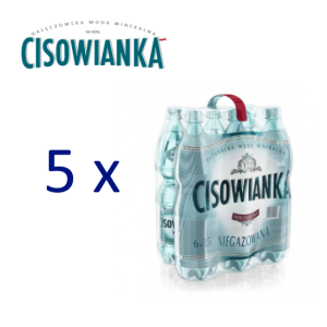 Pakiet 5 zgrzewek Woda CISOWIANKA 1,5l niegazowana + kaucja