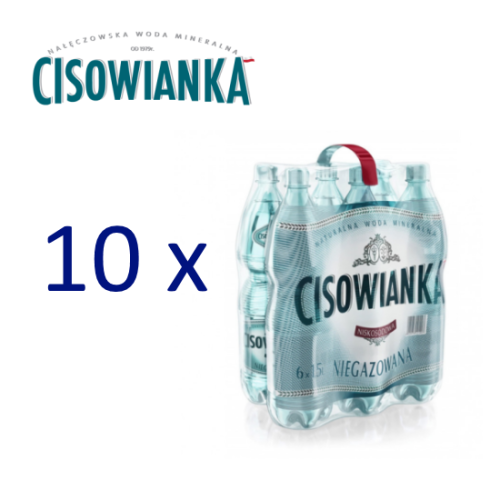 Pakiet 10 zgrzewek Woda Cisowianka 1,5l niegazowana.png