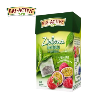 Herbata zielona BIG-ACTIVE z maliną i marakują 20 torebek